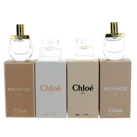 CHLOE 4 PCS SET FOR WOMEN: NOMADE 0.16 EAU DE TOILETTE MINI + ROSE TANGERINE 0.16 EAU DE TOILETTE MINI + CHLOE 0.16 EAU DE PARFUM MINI + NOMADE 0.16 E