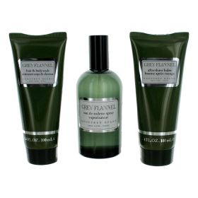 GREY FLANNEL 3 PCS SET: 4 OZ EAU DE TOILETTE SPRAY + 3.4 AFTER SHAVE BALM + 3.4 HAIR & BODY WASH