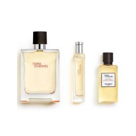 HERMES TERRE D'HERMES 3 PCS SET FOR MEN: 3.3 EAU DE TOILETTE SPRAY + 0.5 EAU DE TOILETTE SPRAY + 1.35 BODY AND SHOWER GEL