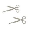 2 Piece Silver Scissors Rhinestone Hair Clips Halloween Gothic Bangs Metal Punk Rock Hair Clips