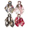 4 Pcs Leopard Lily Hair Ribbon Scrunchies Retro Flowers Hair Knotted Scarf Scrunchies Polyester Hair Ties