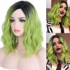 12 Inches Ombre Green Wig Short Curly Wig for Cosplay Costume