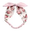 Womens Girls Linen Headband Lovely Strawberry Bowknot Headband Sweet Pink Stretchy Hairband Headwrap