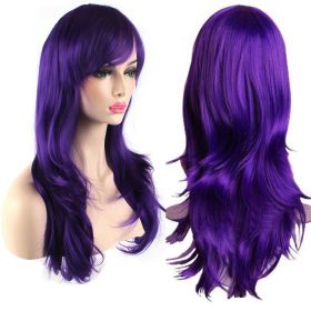 28 inch Fashion Wigs Long Wavy Curly Hair Cosplay Wig (Purple)