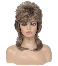 Mullet Wig for Women Shoulder Length Synthetic Cosplay Wig 80s Wigs Halloween Cosplay Daily Hair Wigs (Light Brown)