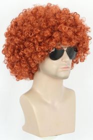 Men Women Afro 70s 80s Short Curly Orange Rocker Party Wig California Halloween Costume Cosplay Wig