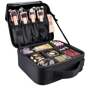 Travel cosmetic bag, women's portable cosmetic case, professional cosmetic storage box with adjustable dividers, can store makeup brushes, toiletries
