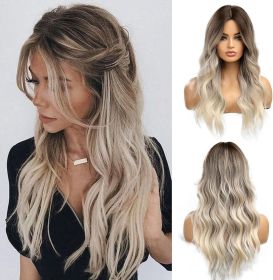 Esmee Long Wavy Ombre Brown to Blonde Wigs for Women Synthetic Hair Heat Resistant Ombre Wig for Daily Party Cosplay Use-24Inches