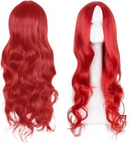Long Red Wig, Red Wigs for Women, Long Wigs for Women 28 Inch/70 cm Charming Curly Full Hair Synthetic Wig for Girls Cosplay Party Daily Use