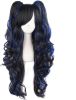 Multi-color Lolita Long Curly Clip on Ponytails Cosplay Wig (Black/Blue)