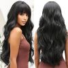 Long Wavy Black Wigs for Women Natural Synthetic Hair Heat Resistant Wigs for Daily Party Cosplay Wear-28 Inches