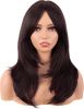 20 Inch/50 cm Long Layered With Bangs Straight Synthetic fiber Shoulder Length Hair for Daily Use or Party Wig (Dark Brown)