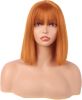 12 Inch/30 cm Straight Bob Flat Bangs Short Colorful Synthetic Hair Cosplay Party Wig (Orange)