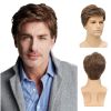 Mens Short Brown Wig Synthetic Replacement Costume Halloween Natural Hair Wigs