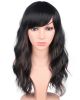 Black Wavy Wig With Brown Highlights For Women - Medium Long Synthetic Wig With Bangs For Daily Use (Black With Brown Highlights)