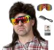 Mullet Wigs for Men Joe Dirt Emo Wig 80s Costumes Fancy Party Accessory Cosplay Wig Halloween Man x (Black)