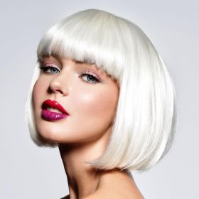 White Bob Wig With Bangs 12 Inch Short Bob wig for Women Short Bob Wigs Synthetic Fiber Bob Wigs and Halloween Cosplay Wig for Daily Life Colorful Wig