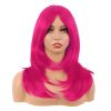 20 Inch/50 cm Long Layered With Bangs Straight Synthetic fiber Shoulder Length Hair Party Wig (Hot Pink)