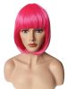 Women Short 11.81''/30cm Hot Pink Bob Straight Multifunction Synthetic Hair Cosplay Wig, Flat Bangs Bob Wig (Hot Pink)