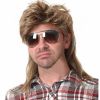 Mens Mullet Wig Light Brown Retro 70s 80s Disco Rocker Curly Punk Fancy Party Halloween Cosplay Costume Wigs (Light Brown)