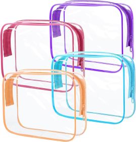 4Pack Clear Makeup Bags Waterproof Organizer Bags with Zipper Transparent Travel Cosmetic Bag TSA Approved Toiletry Bag Pouch Case for Vacation Airpor