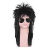 Unisex Long Black 70s 80s Mullet Cher Glam Rock-Rocker Cosplay Wigs for Women and Men's Halloween, Themed Costume Party