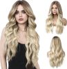 Long Wave Ombre Brown to Blonde Wigs for Women
