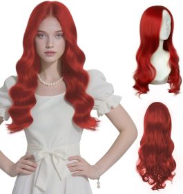 Long Wave Wig for Women Synthetic Fiber Long Wavy Hair Wig Middle Part with No Bangs Curly Hair Wigs Fancy Dress Synthetic Hair for Party Costume Anim
