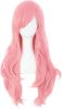 28" 70cm Long Curly Hair Ends Costume Cosplay Wig (Pink)