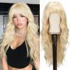 Long Wavy Blonde Wig With Bangs - 26 Inch Long Wavy Blonde Wig with Bangs for Women - Thick Soft Synthetic Hair Replacement Wigs Natural Looking Daily