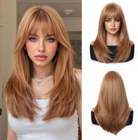 Esmee Long Straight Strawberry Blonde Wigs for Women with Fringe Natural Synthetic Hair Wig for Daily & Party Use