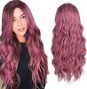 28 Inch/70 Cm Pink Long Wavy Curly Wigs For Women Middle Part With No Bangs Synthetic Fiber Curly Charming Women Fashion Wig For Daily Wear Cosplay Ma
