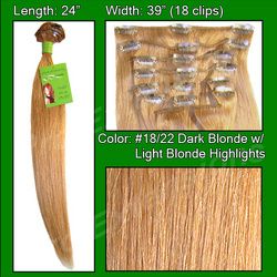 #18/22 Dark Blonde with Golden Highlights - 24 inch Remy
