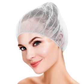White Disposable Hair Net 21 Inch. Pack of 100 Nylon Kitchen Hair Nets Food Service Disposable with Elastic Edge. Soft Durable Bouffant Hair Nets Food