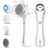 Facial Cleansing Brush, Brush for Exfoliating, IPX7 Waterproof 3 in 1 for Massaging, Deep Cleansing Rechargeable with 4 Brush Head Replacements, White