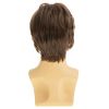 Mens Short Brown Wig Synthetic Straight Layered Cosplay Replacement Hair Wig for Male Guy