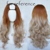 Honey Brown Light Gold 65 cm U Shape 2 Tone Long Curly Hair Wig Cosplay Full Wig Halloween Dress Up