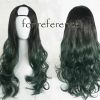 Black Green 65 cm U Shape 2 Tone Long Curly Hair Wig Cosplay Full Wig Atrovirens Halloween Dress Up