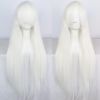 Wig Cap+32 In/ 80 cm Long White Wig White Cosplay Wigs, Straight Whitish Synthetic Wig with Bangs for Anime Cosplay