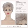 Short Wigs for White Women Platinum Blonde Pixie Cut Wigs Layered Natural Looking Synthetic Hair Wigs for Women