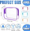 4Pack Clear Makeup Bags Waterproof Organizer Bags with Zipper Transparent Travel Cosmetic Bag TSA Approved Toiletry Bag Pouch Case for Vacation Airpor