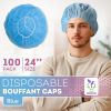 Surgical Bouffant Caps Disposable 24 Inch. 100 Pack Blue Polypropylene Disposable Hair Covers Medical. Breathable Disposable Caps Medical with Elastic