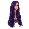28 Inch/70 cm Long Wavy Middle Part with No Bangs Synthetic Fiber Curly Fashion Women Party Cosplay Wig (Dark Purple)