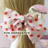 Vintage Aqua Blue Stripe Large Bowknot French Barrettes Handmade Chiffon Hair Clip