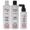 System 3 Kit by Nioxin for Unisex - 3 Pc 10.1oz Color Safe Cleanser Shampoo, 10.1 oz Color Safe Scalp Therapy Conditioner