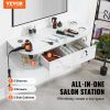 VEVOR Wall-Mounted Salon Station, Equipped with 5 Holders for Hair Dryers, Includes 2 Drawers (One with Lock), Ideal for SPA, Barber Shops