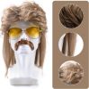 Brown 80s Mens Wig, Retro Pop Rock Curly Mullet Wigs for Men