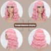 Pink Bob Curly Wig Synthetic Short Wavy Wig with Bangs Natural Looking Heat Resistant Fiber Hair for Cosplay Wig (Pink, 14 inch)