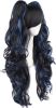 Multi-color Lolita Long Curly Clip on Ponytails Cosplay Wig (Black/Blue)