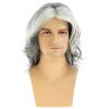 Mens Wig Grey Long Straight Synthetic Heat Resistant Costume Cosplay Hair Wig